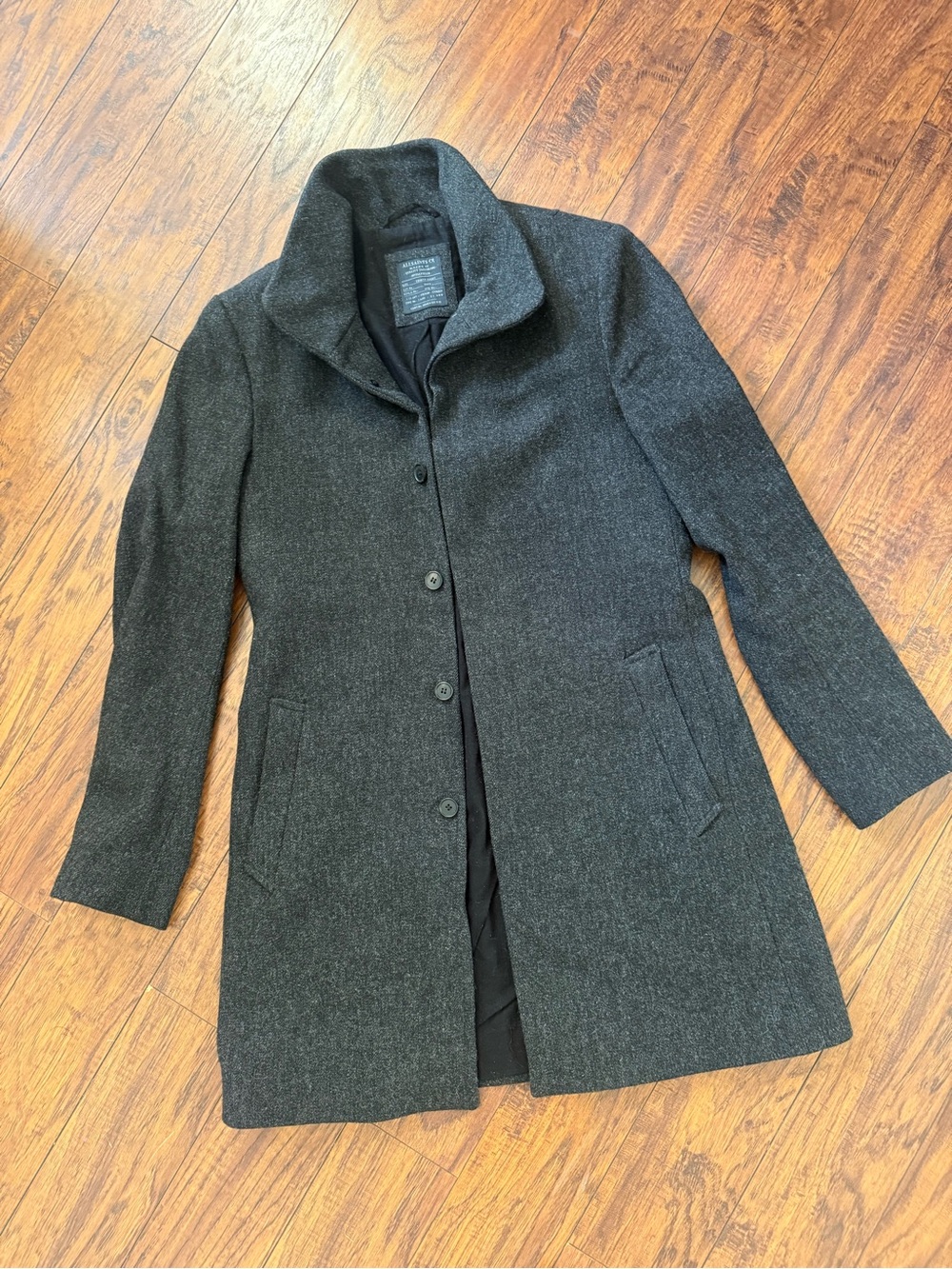 AllSaints Men's Dark Gray Wool Single-Breasted Coat Winter industrial | 38R
